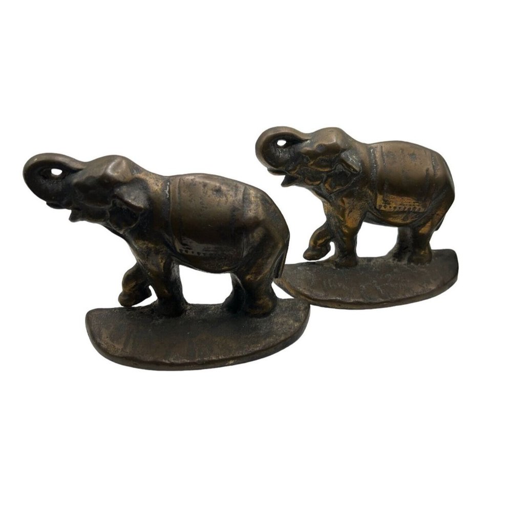 Cast iron elephant book ends Bookends Heavy Detailed Animal Door Stop Art Design